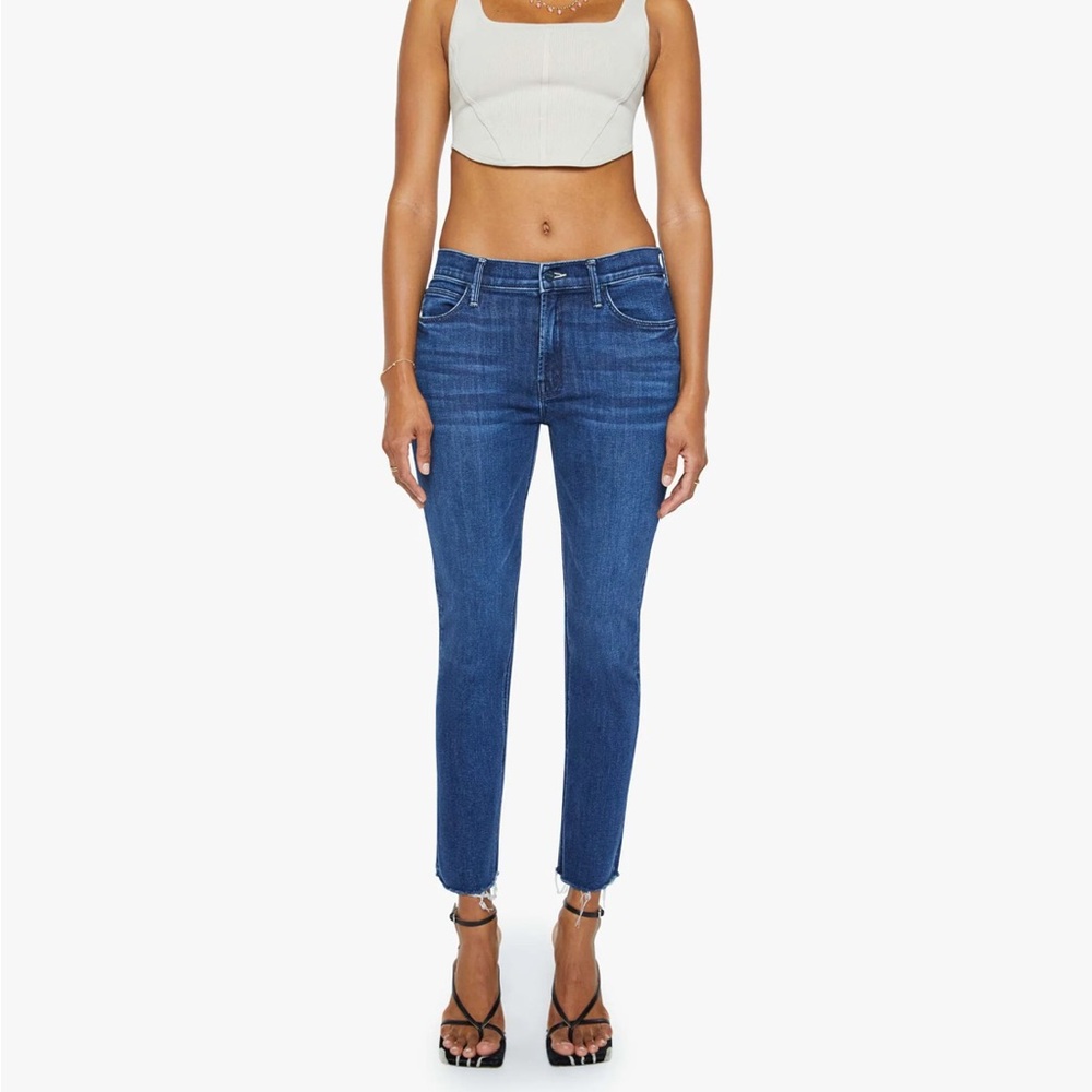 MOTHER Mid Rise Dazzler Ankle Fray Jeans Fancy Meeting You Here 27